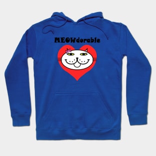MEOWdorable - PURRty Kitty Face on a Red Heart Hoodie
